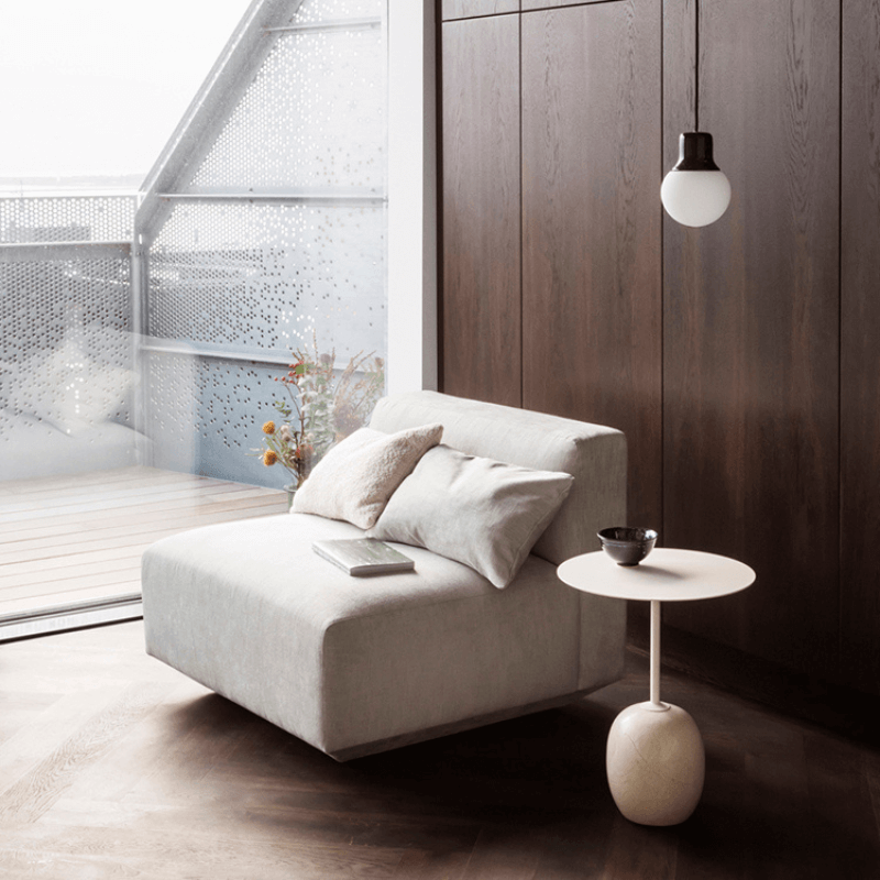 โต๊ะข้าง DEEPWOOD รุ่น NILHO ลายหินอ่อน สีขาว